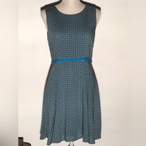 Esley sleeveless dress teal green vintage floral pattern S